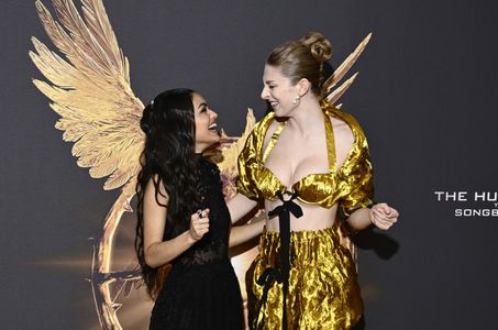 Rachel Zegler and Hunter Schafer at an event for The Hunger Games: The Ballad of Songbirds & Snakes (2023)
