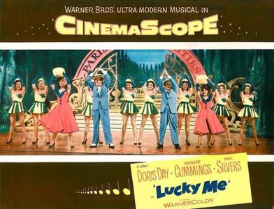 Doris Day, Angie Dickinson, Dolores Dorn, Eddie Foy Jr., Lucy Marlow, Phil Silvers, and Nancy Walker in Lucky Me (1954)