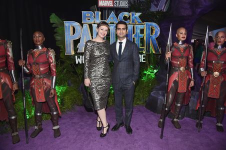 Kumail Nanjiani and Emily V. Gordon at an event for Black Panther (2018)