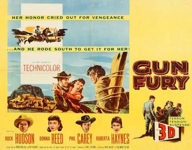 Rock Hudson, Donna Reed, Philip Carey, and Roberta Haynes in Gun Fury (1953)