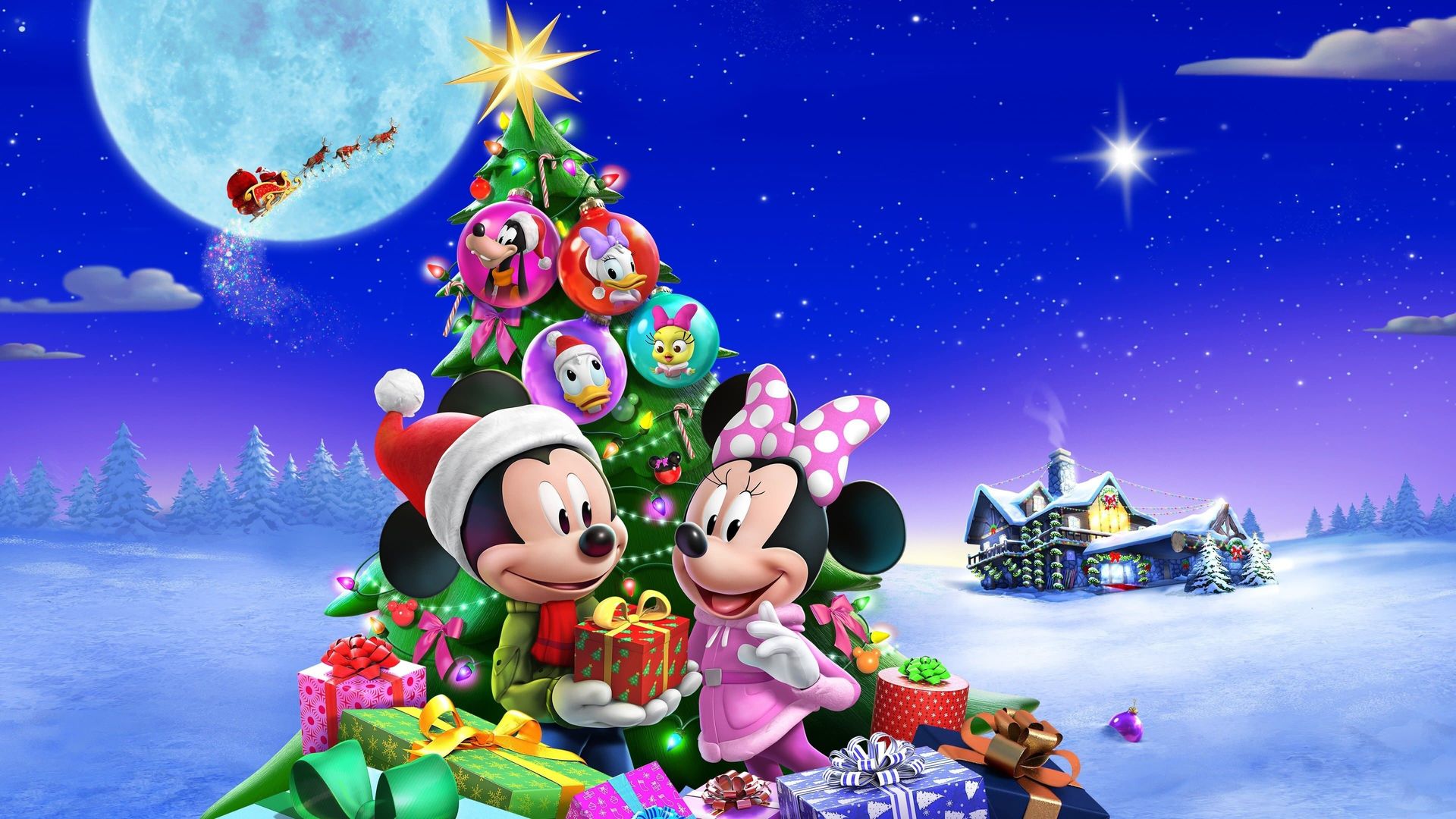 Mickey and Minnie Wish Upon a Christmas background