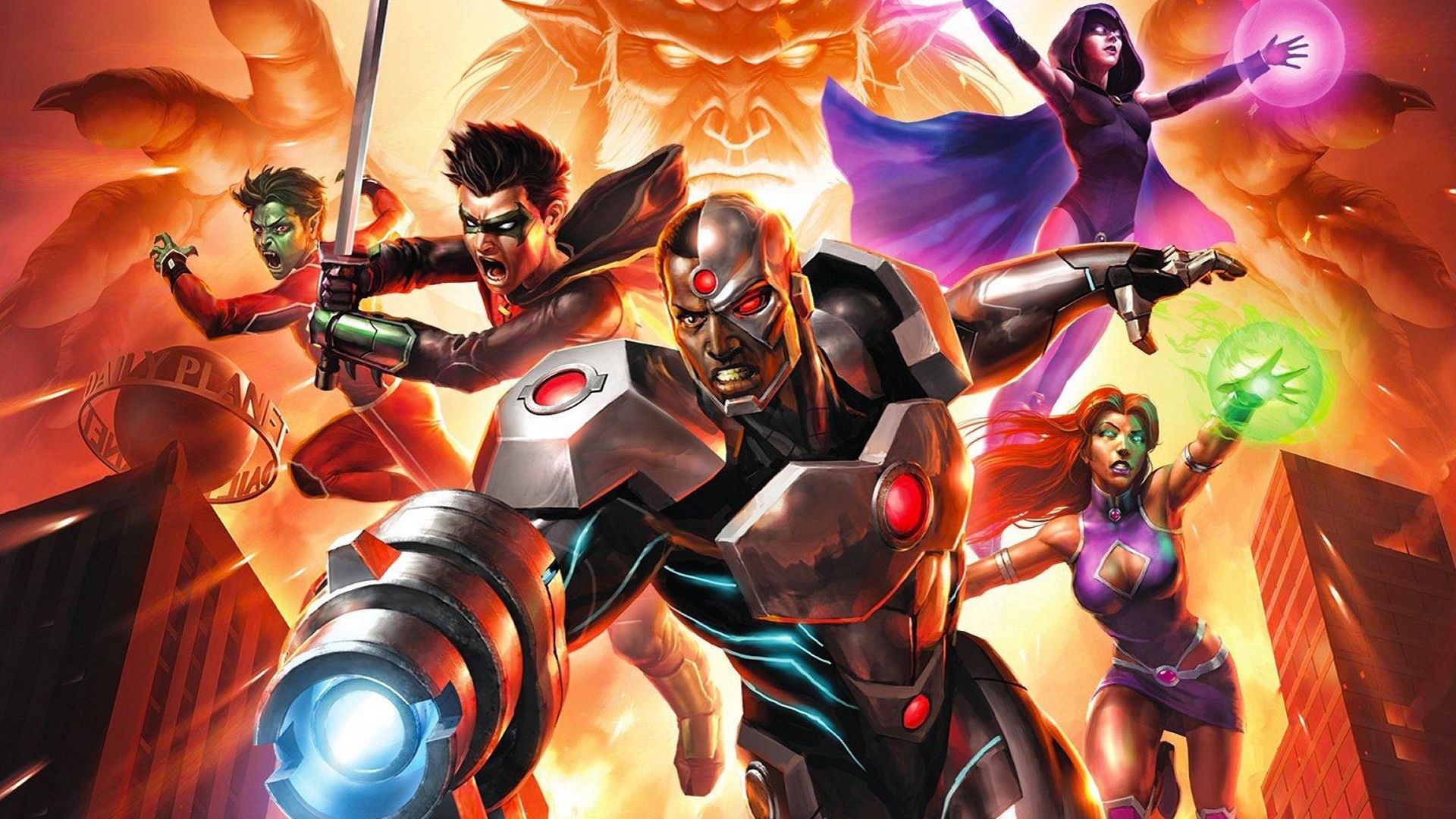 Justice League vs. Teen Titans background
