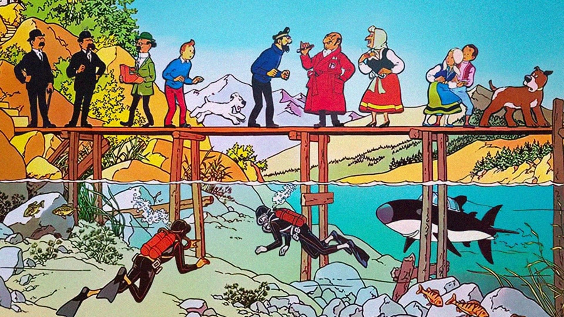 Tintin et le lac aux requins background