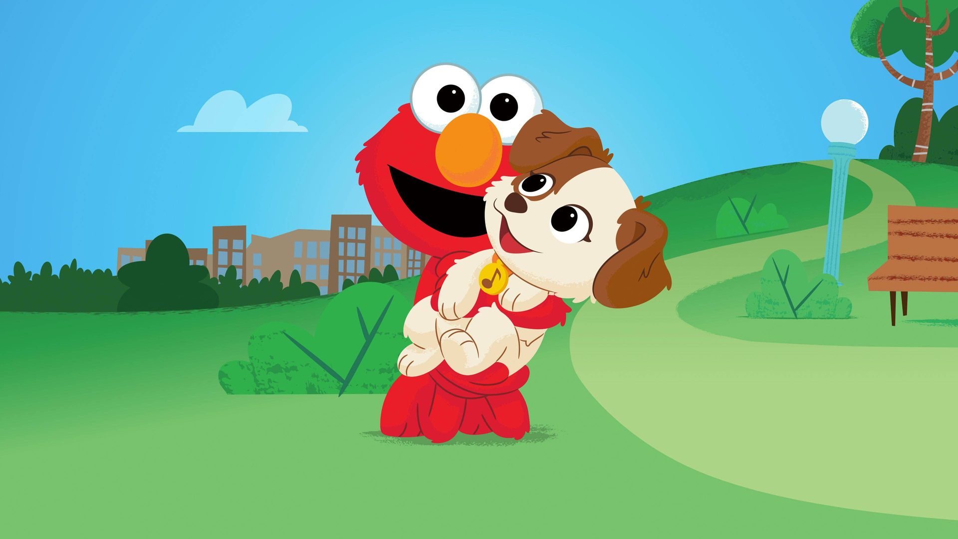 Furry Friends Forever: Elmo Gets a Puppy background