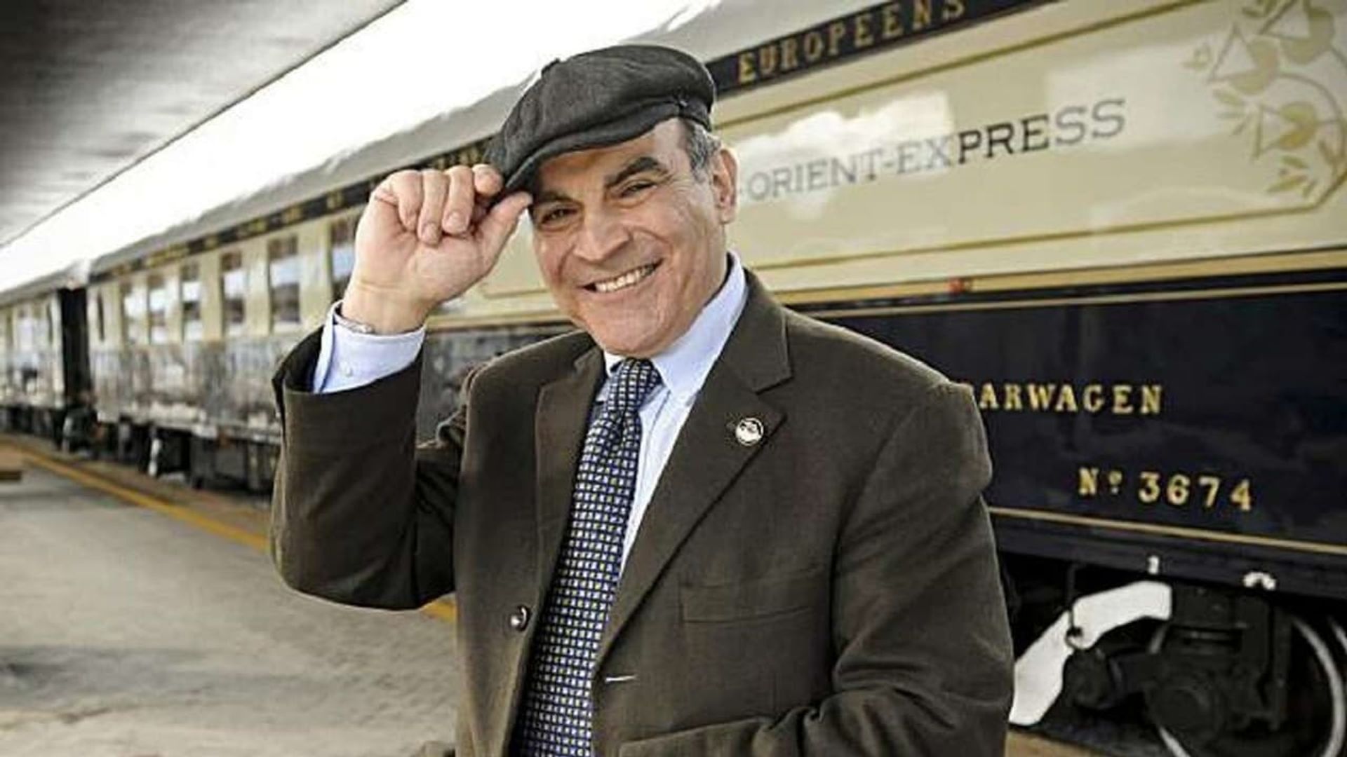 David Suchet on the Orient Express background