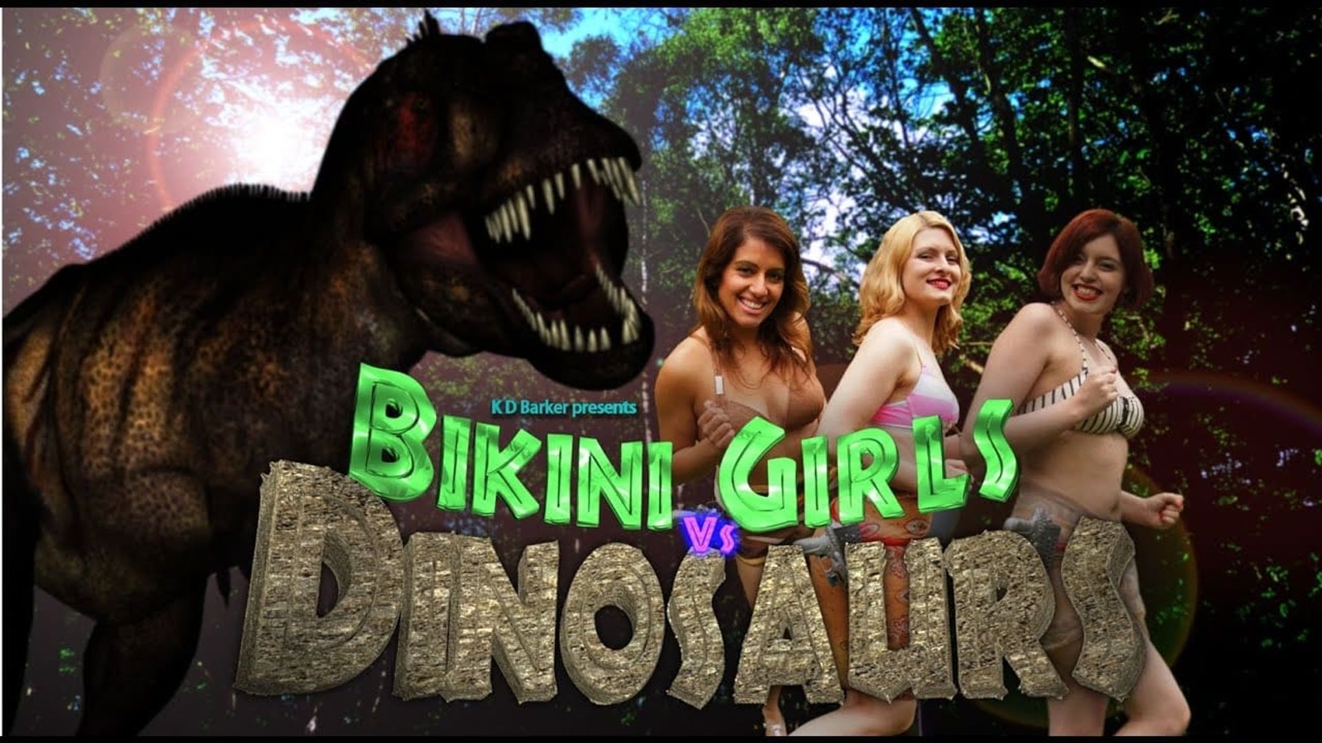 Bikini Girls vs Dinosaurs background
