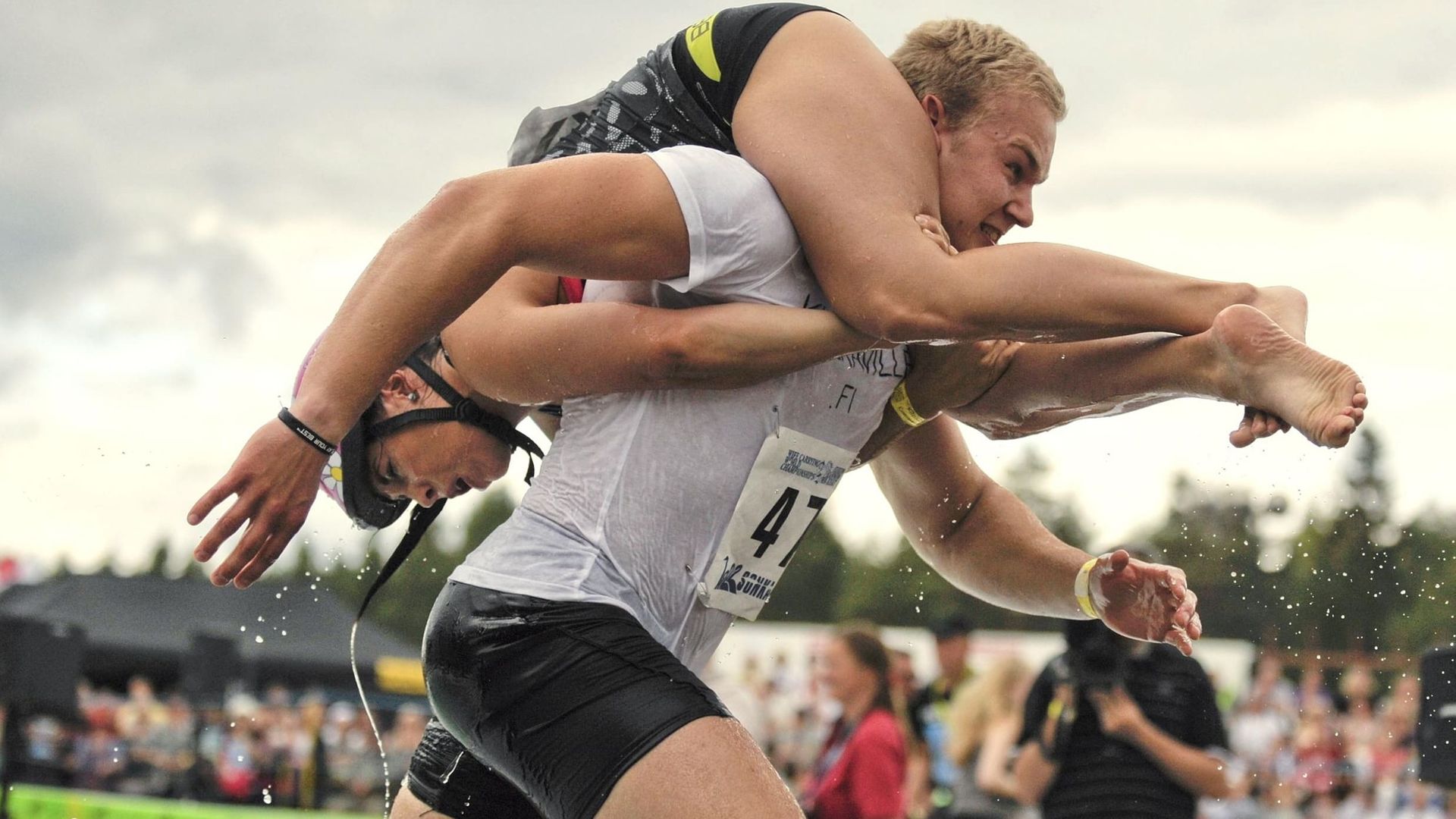 Couples of Wife Carrying background