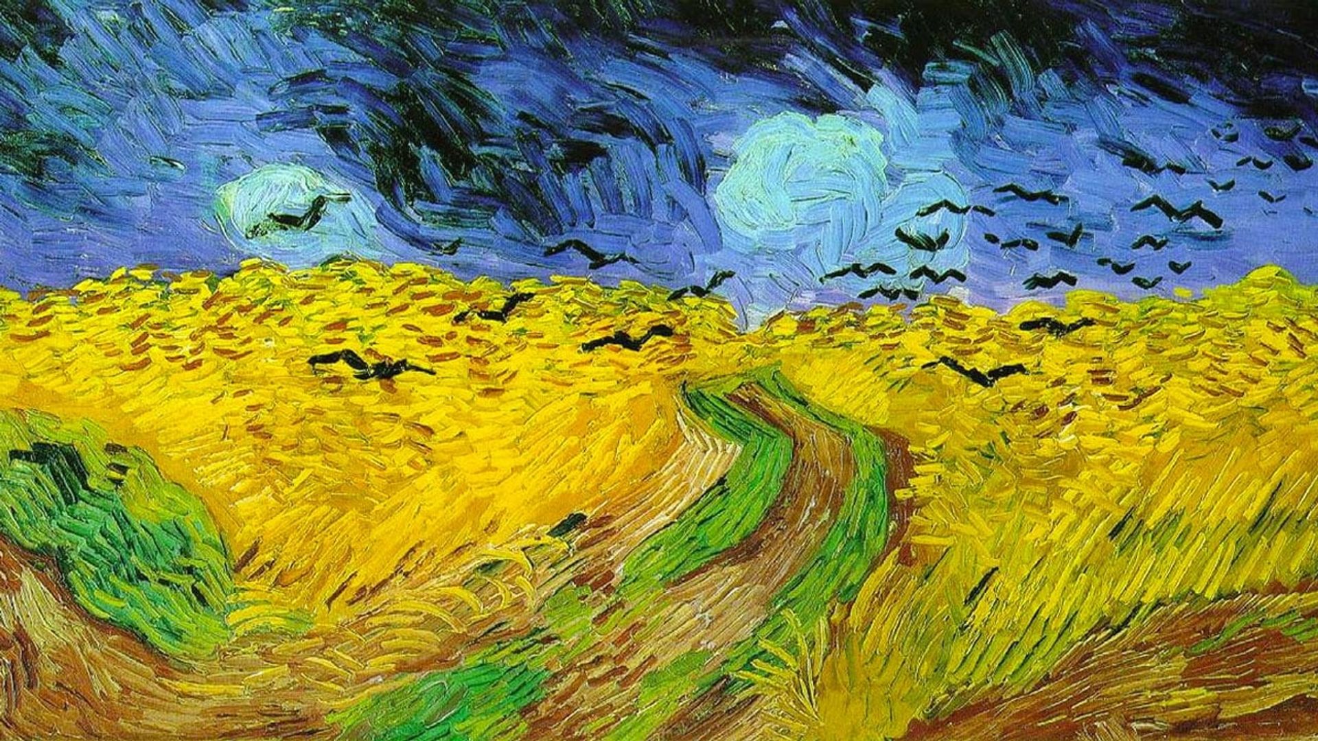 Van Gogh: Of Wheat Fields and Clouded Skies background