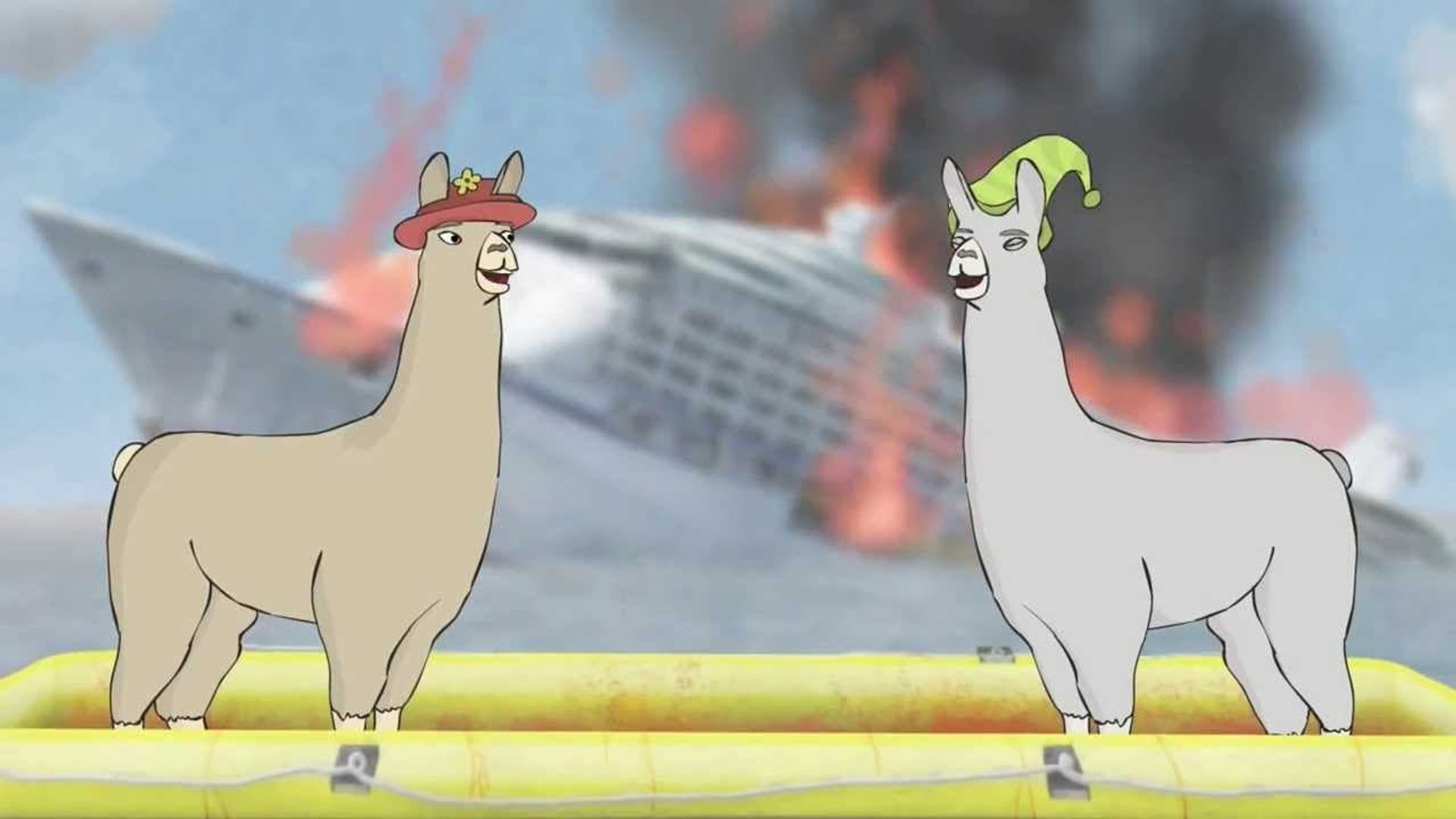 Llamas with Hats background