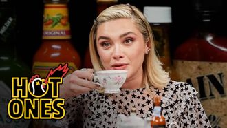 Episode 10 Florence Pugh Sweats from Her Eyebrows While Eating Spicy Wings
