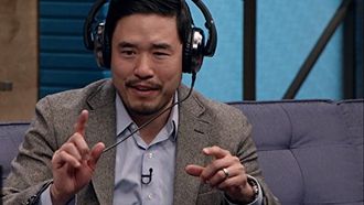 Episode 28 Randall Park Wears Brown Dress Shoes with Blue Socks